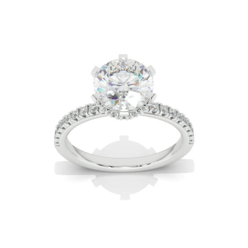 14K White Gold 2 Carat Round Moissanite Hidden Engagement Ring