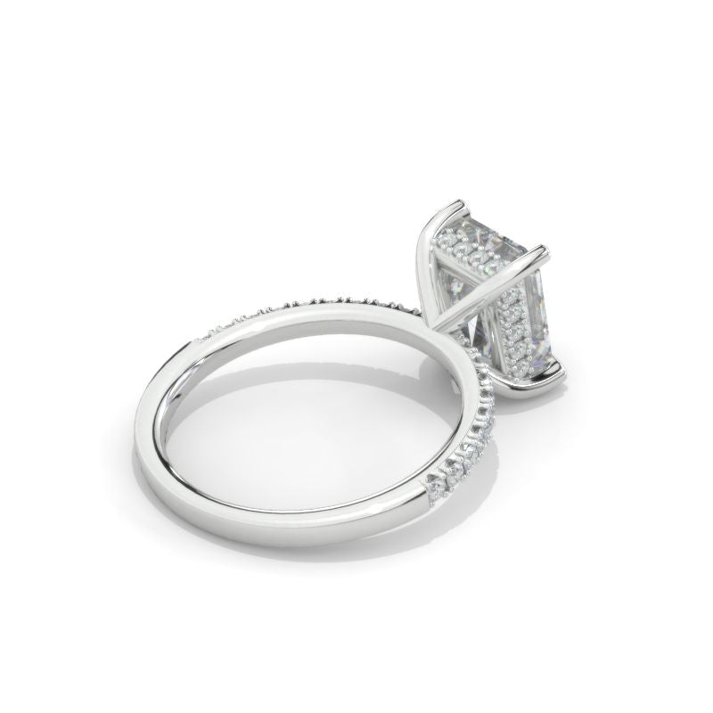 3 Carat Giliarto Emerald Moissanite Hidden Halo Engagement Ring