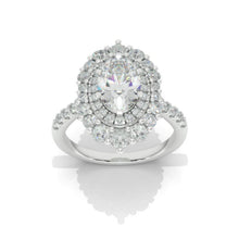 Load image into Gallery viewer, 14K White Gold 3 Carat Oval Moissanite Double  Halo Engagement Ring
