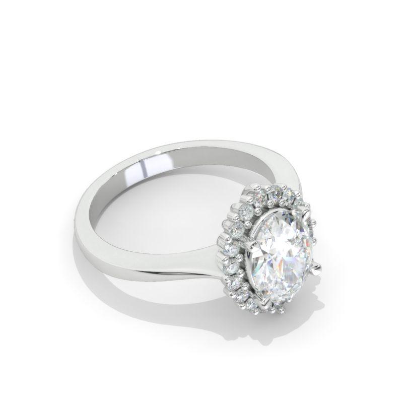 3 Carat Oval Moissanite Halo Engagement Ring