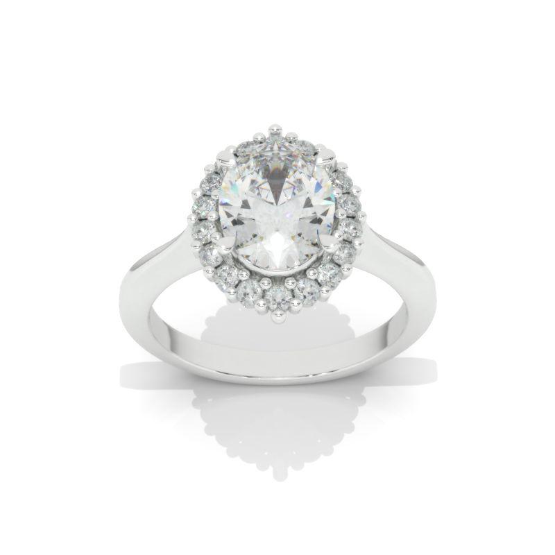 3 Carat Oval Moissanite Halo Engagement Ring