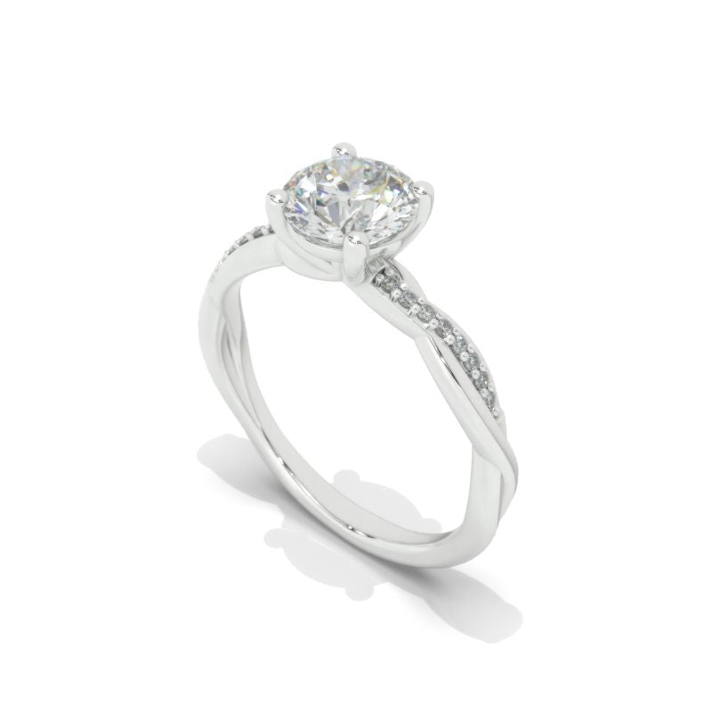 1 Carat Moissanite Giliarto Twisted Shank Gold Engagement Ring