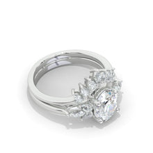 Load image into Gallery viewer, 14K White Gold 2.5 Carat Oval Moissanite Halo Engagement Ring, Eternity Ring Set
