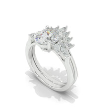 Load image into Gallery viewer, 14K White Gold 2.5 Carat Oval Moissanite Halo Engagement Ring, Eternity Ring Set
