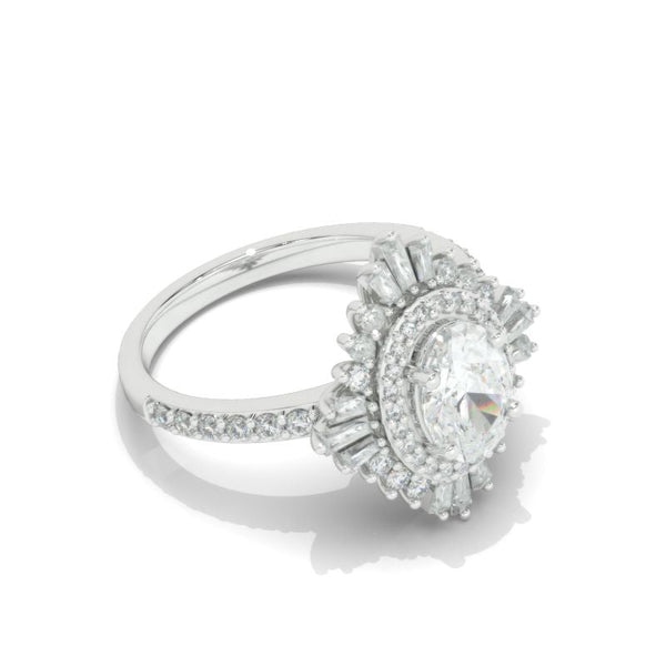 2 Carat Moissanite Diamond Round Cut Halo White Gold Engagement Ring