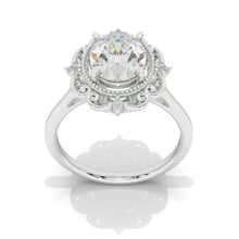 Load image into Gallery viewer, 14K White Gold 2 Carat Oval  Moissanite Halo Vintage Engagement Ring
