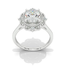 Load image into Gallery viewer, 14K White Gold 2 Carat Oval  Moissanite Halo Vintage Engagement Ring
