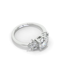 Load image into Gallery viewer, 14K White Gold 2 Carat Oval Moissanite Halo Vintage Engagement Ring
