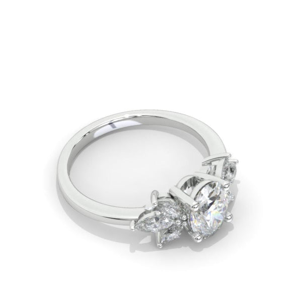 14K White Gold 2 Carat Oval Moissanite Halo Vintage Engagement Ring