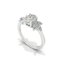 Load image into Gallery viewer, 14K White Gold 2 Carat Oval Moissanite Halo Vintage Engagement Ring

