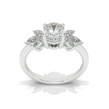 Load image into Gallery viewer, 14K White Gold 2 Carat Oval Moissanite Halo Vintage Engagement Ring
