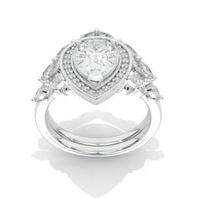 Load image into Gallery viewer, 14K White Gold 1.5 Carat Pear Moissanite Halo Twisted Engagement Ring Eternity Ring Set
