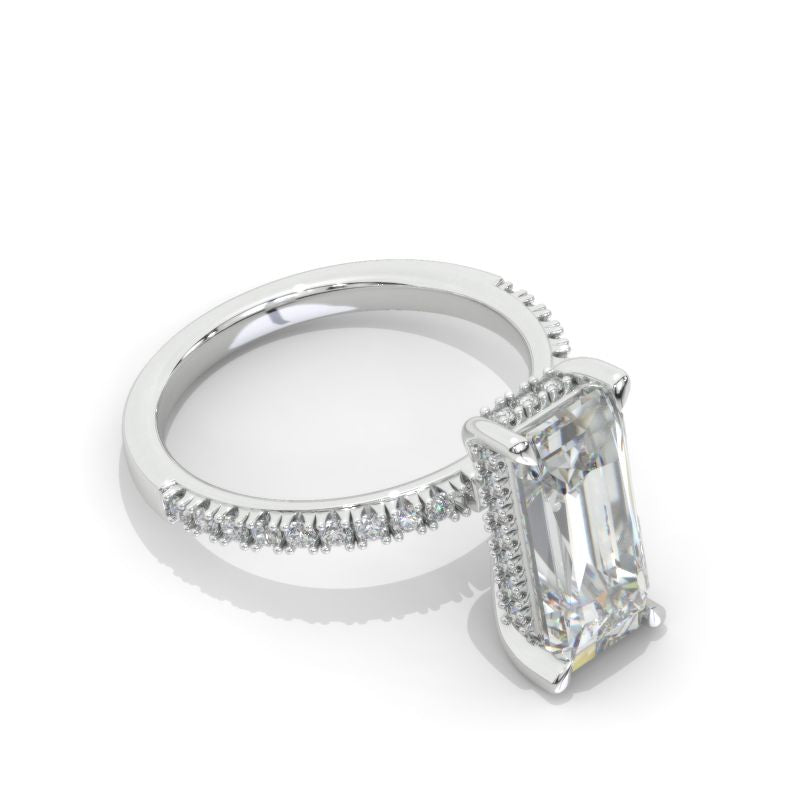 5 Carat Giliarto Radiant Moissanite Hidden Halo Engagement 14K White Gold Ring