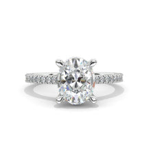 Load image into Gallery viewer, 2 Carat Oval Moissanite hidden Halo Engagement Ring
