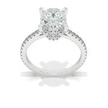 Load image into Gallery viewer, 3 Carat Oval Moissanite hidden Halo Engagement Ring
