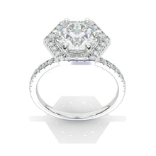 Load image into Gallery viewer, 2 Carat Moissanite Diamond Round Cut Hexagon Halo White Gold Engagement  Ring
