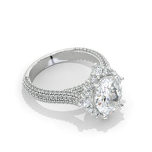 Load image into Gallery viewer, Vintage Style 10x8mm Oval Cut Giliarto Moissanite Diamond White Gold Engagement Ring
