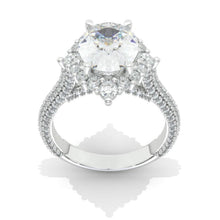 Load image into Gallery viewer, Vintage Style 10x8mm Oval Cut Giliarto Moissanite Diamond White Gold Engagement Ring
