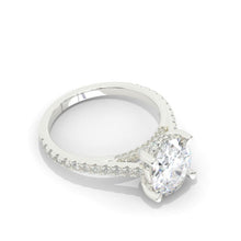 Load image into Gallery viewer, 3 Carat Moissanite Diamond Oval Cut Hidden Halo Rose Gold Engagement  Ring
