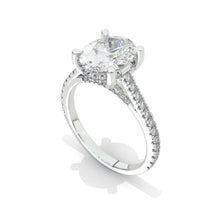 Load image into Gallery viewer, 3 Carat Moissanite Diamond Oval Cut Hidden Halo Rose Gold Engagement  Ring
