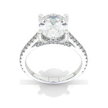 Load image into Gallery viewer, 3 Carat Moissanite Diamond Oval Cut Hidden Halo Rose Gold Engagement  Ring
