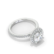 Load image into Gallery viewer, 2 Carat Round Moissanite Halo Engagement Ring. Victorian 14K White Gold Ring
