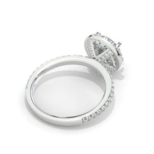 Load image into Gallery viewer, 2 Carat Round Moissanite Halo Engagement Ring. Victorian 14K White Gold Ring
