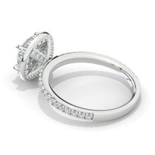 Load image into Gallery viewer, 2 Carat Round Moissanite Halo Engagement Ring. Victorian 14K White Gold Ring

