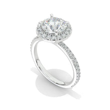 Load image into Gallery viewer, 2 Carat Round Moissanite Halo Engagement Ring. Victorian 14K White Gold Ring
