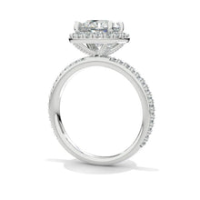 Load image into Gallery viewer, 2 Carat Round Moissanite Halo Engagement Ring. Victorian 14K White Gold Ring
