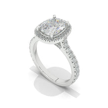 Load image into Gallery viewer, 3Ct Cushion Moissanite 14K White Engagement Ring, Cushion Halo Engagement Ring
