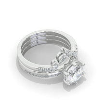 Load image into Gallery viewer, 14K White Gold 2 Carat Round  Brilliant Cut Moissanite Halo Engagement Ring, Eternity Rings Set
