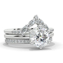 Load image into Gallery viewer, 14K White Gold 2 Carat Round  Brilliant Cut Moissanite Halo Engagement Ring, Eternity Rings Set
