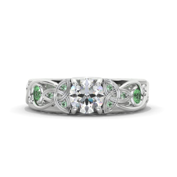 1.0 Carat Moissanite Celtic Engagement Ring 14K White Gold