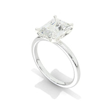 Load image into Gallery viewer, 3 Carat Giliarto-Flower Setting Emerald Shaped Step Cut Moissanite 14K White Gold Engagement Ring
