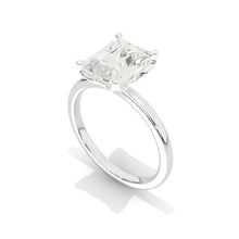 Load image into Gallery viewer, 3 Carat Giliarto-Flower Setting Emerald Shaped Step Cut Moissanite 14K White Gold Engagement Ring
