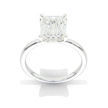 Load image into Gallery viewer, 3 Carat Giliarto-Flower Setting Emerald Shaped Step Cut Moissanite 14K White Gold Engagement Ring
