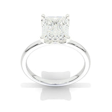 Load image into Gallery viewer, 3 Carat Giliarto-Flower Setting Emerald Shaped Step Cut Moissanite 14K White Gold Engagement Ring
