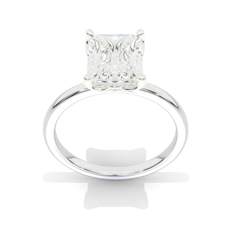 3 Carat Giliarto-Flower Setting Emerald Shaped Step Cut Moissanite 14K White Gold Engagement Ring