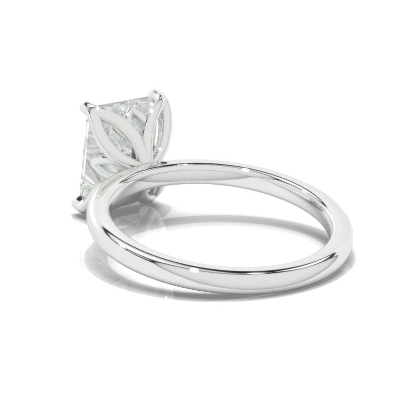 3 Carat Giliarto-Flower Setting Emerald Shaped Step Cut Moissanite 14K White Gold Engagement Ring