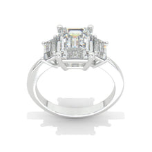 Load image into Gallery viewer, 3Ct Emerald Shaped Moissanite Gold Engagement Ring, Three Stone Moissanite Engagement Ring
