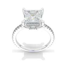 Load image into Gallery viewer, 3 Carat Princess Cut Moissanite Giliarto Hidden Halo Gold Engagement Ring
