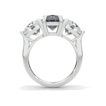 Load image into Gallery viewer, ''Courtney''  2 Carat Dark Gray Blue Moissanite Three Stones  Engagement Ring
