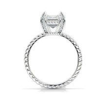 Load image into Gallery viewer, 3Ct Emerald Shaped Step Cut Moissanite Gold Engagement Ring
