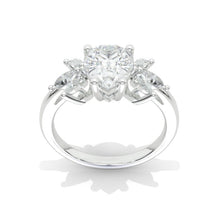 Load image into Gallery viewer, Pear Shaped Moissanite Engagement Ring. Vintage Unique Marquise Cut Cluster Engagement Ring
