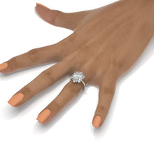 Load image into Gallery viewer, Snowflake Moissanite Ring/2.0ct Round Cut Moissanite Halo Ring/Solid 14K White Gold Ring/Art Deco Engagement Ring / Wedding Ring
