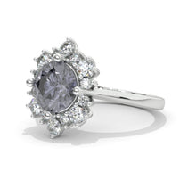 Load image into Gallery viewer, Dark Gray Snowflake Moissanite Ring/2.0ct Round Cut Moissanite Halo Ring
