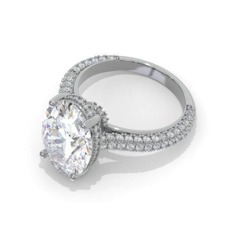 10 Carat Oval Cut 14x10mm Giliarto Moissanite Hidden Halo White Gold Engagement Ring