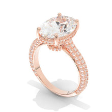 Load image into Gallery viewer, 10 Carat Oval Cut 14x10mm Giliarto Moissanite Hidden Halo Rose Gold Engagement Ring
