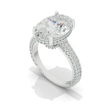 Load image into Gallery viewer, 10 Carat Oval Cut 14x10mm Giliarto Moissanite Hidden Halo White Gold Engagement Ring
